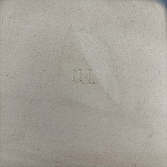 Earthenware Artisan Pottery dragonfly Dish Plate Square Purple Gray Signed - Picture 4 of 6